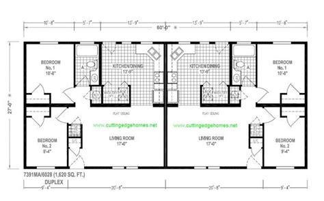 duplex mobile home floor plans | King Duplex – 2br / 1ba – 810 sq. ft. each (1620 SF Total ...