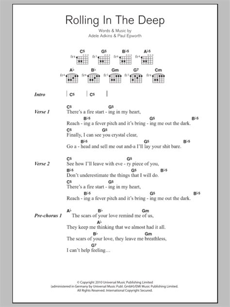 Rolling In The Deep by Adele - Guitar Chords/Lyrics - Guitar Instructor