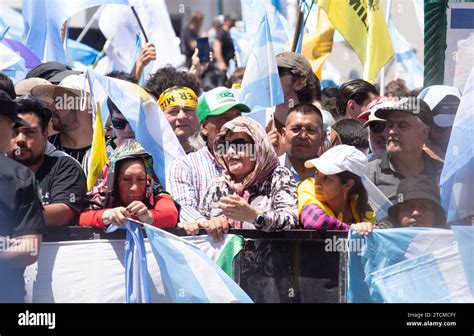 Supporters of the president of Argentina,Javier Milei in front of the Congress during the ...