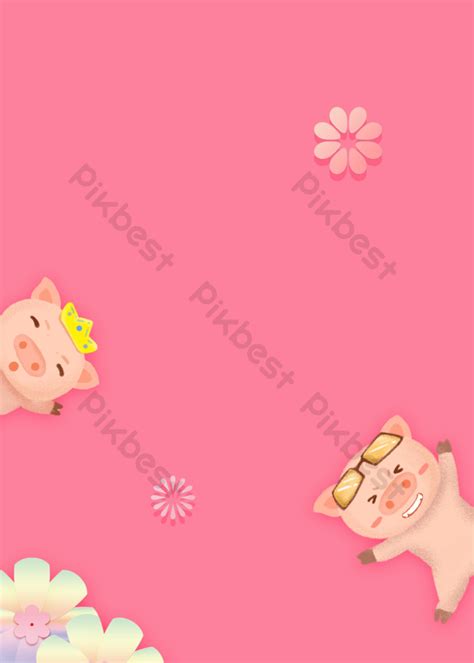 Pink Piggy Cartoon Background | PSD Free Download - Pikbest