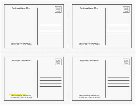 Avery Postcard Template 4 Per Sheet - Cards Design Templates