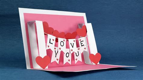 DIY Valentine Card - Handmade I Love You Pop Up Card - YouTube