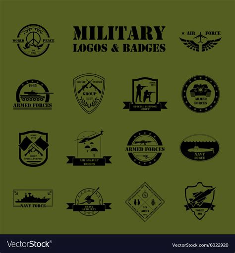 Military and armored vehicles logos and badges Vector Image