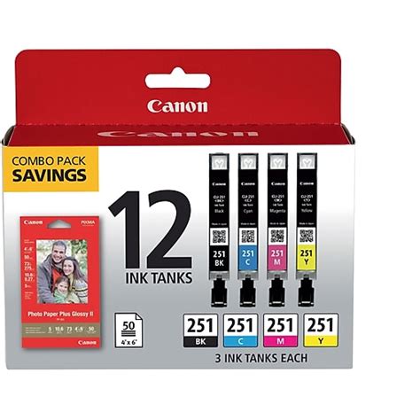 Canon CLI 251 Combo Value Black/Color Ink Cartridge, 12/pack (6513B010) at Staples