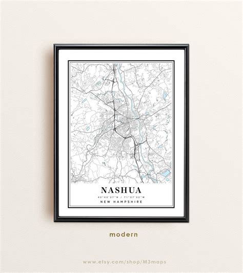 Nashua New Hampshire Map Nashua NH Map Nashua City Map - Etsy