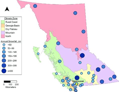 Average annual snowfall levels in the 5 climate zones, British... | Download Scientific Diagram