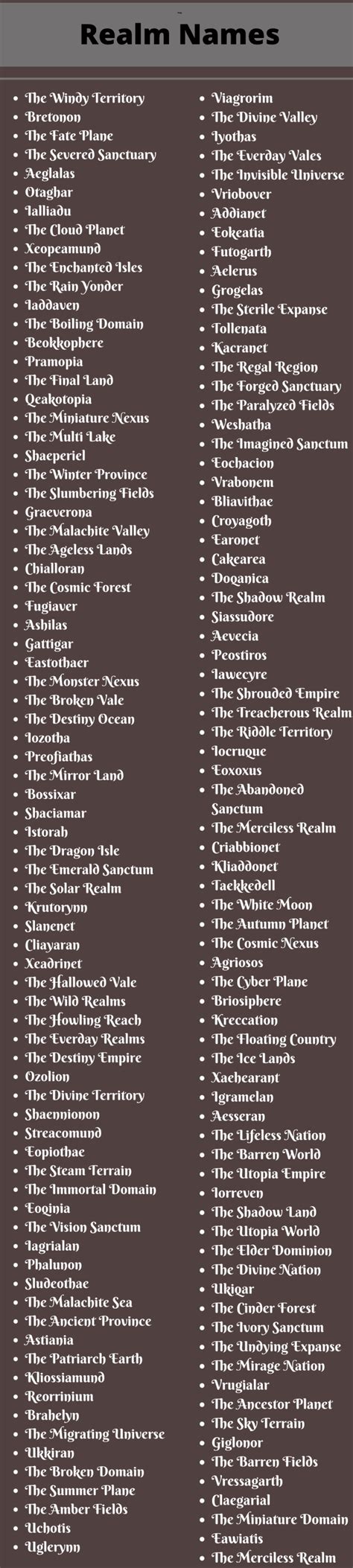 Realm Names: 400+ Best Fantasy World Names Ideas