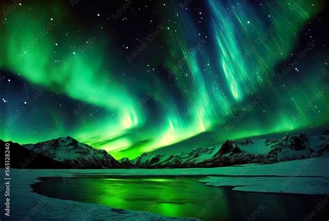 Magical and mystical northern lights. Aurora Borealis. Stock ...