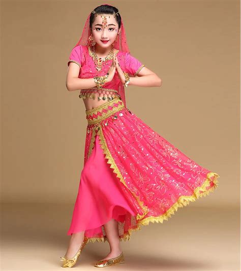 2018 Dancewear Children Belly Dance Costume Set Indian Dance Costumes ...