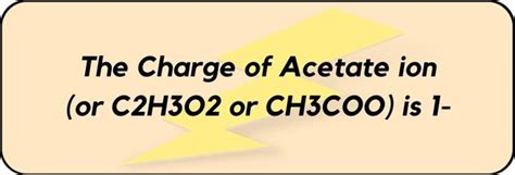 What is the Charge on Acetate ion (C2H3O2 or CH3COO)?