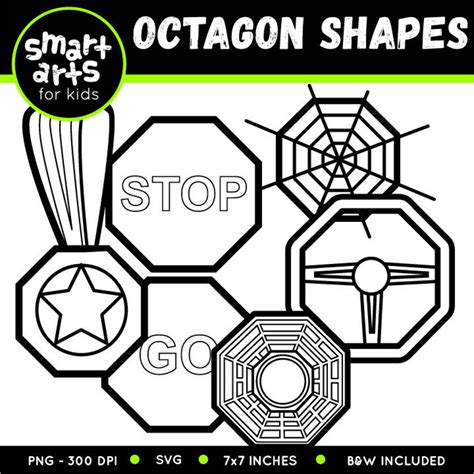 Octagon Shapes Clip Art Cartoon Octagon Octagon Shapes | Etsy