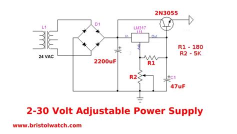 Adjustable LM317 2-30 Volt Power Supply