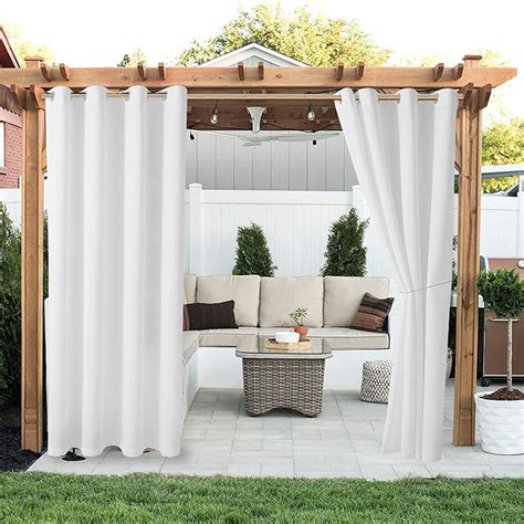 TOPCHANCES Outdoor Patio Curtains - Heavy Weighted Porch Waterproof ...