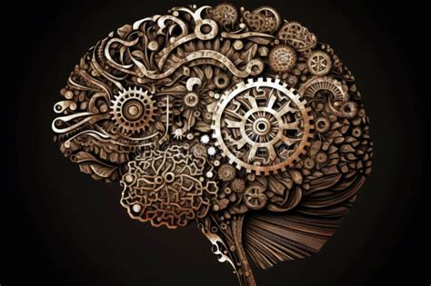 Brain with Gears Turning, Representing Thinking Process. Generative AI ...