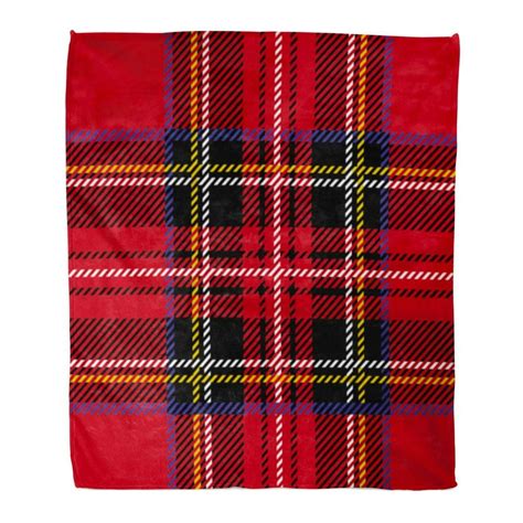 ASHLEIGH Flannel Throw Blanket Red Plaid Pattern Printing Royal Stewart Tartan Pattern British ...