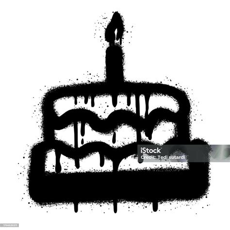 Birthday Cake Graffiti With Black Spray Paintvector Illustration Stock ...