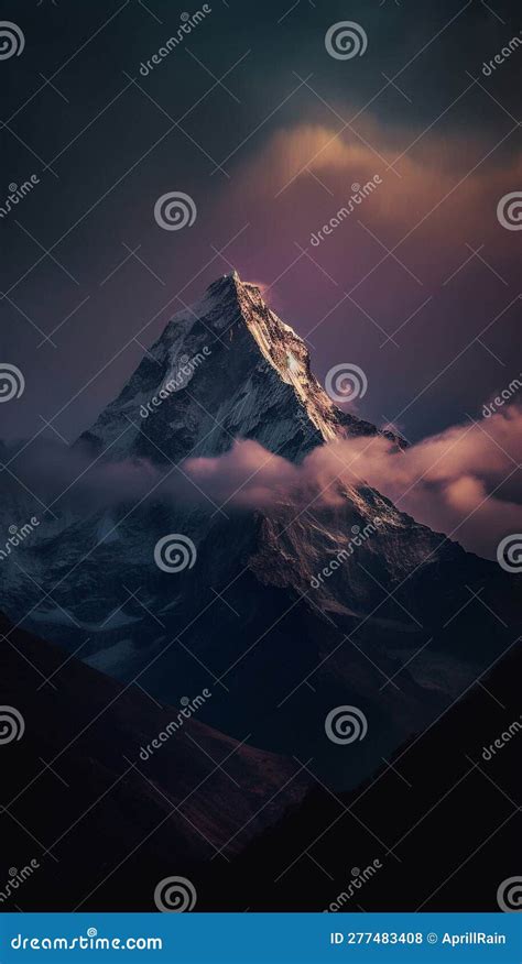 Dark Sunset in the Himalayas Stock Illustration - Illustration of ...