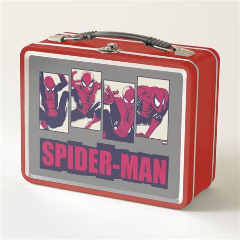 Spider-Man Four Panel Pose Graphic Metal Lunch Box | Zazzle | Metal ...