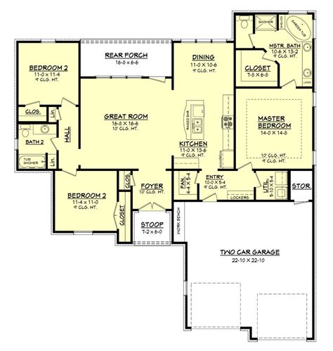 Avery House Plan | House plans one story, Lake house plans, Ranch house plans