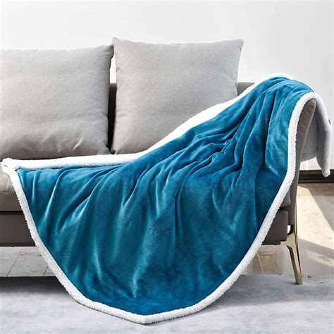 GlamHaus Light Blue Electric Throw | Wilko