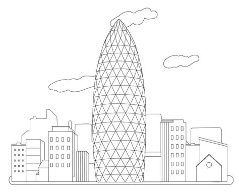 30 St Mary Axe Skyscraper in London coloring page - Download, Print or Color Online for Free