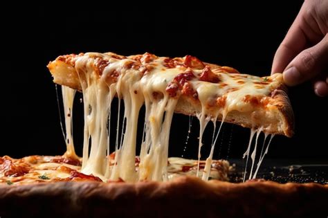 Premium AI Image | Pizza Slice Being Lifted with Cheese Pull