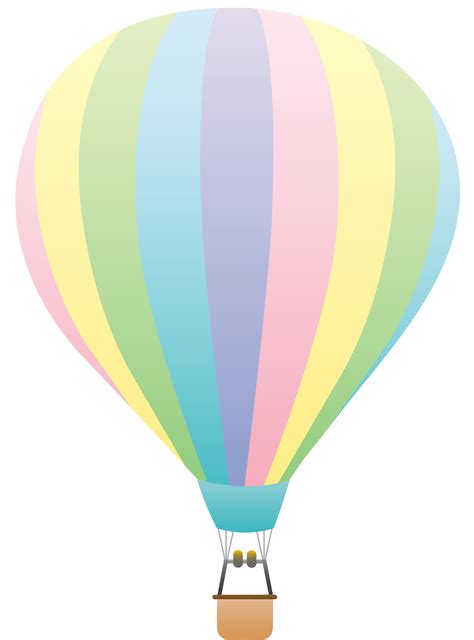 Striped Pastel Colored Hot Air Balloon - Free Clip Art | Hot air balloon, Clip art, Balloons