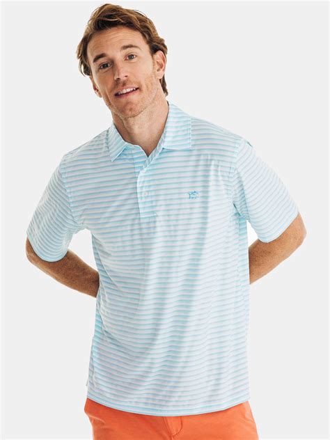 Southern Tide Men's Heathered Stripe Driver Performance Polo Shirt - Saint Bernard