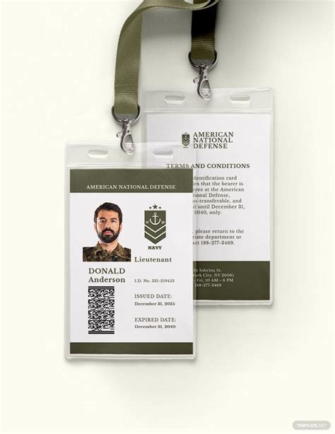 Military ID Card Template in Illustrator, Word, Pages, PSD, Publisher ...