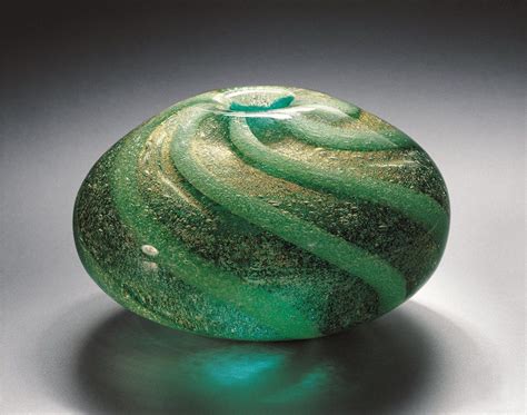 Carlo Scarpa (1906-1978) for Venini glassworks | Green ovoid “sommerso” glass vase with gold ...