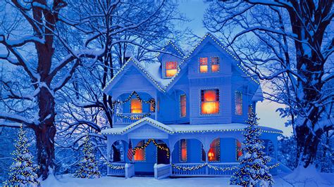 Christmas Holiday Winter Snow House Wallpaper 11588 - Baltana