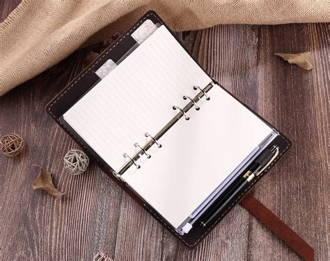 Leather Notebook A6 Journal 6 Ring Binder Sketchbook with Pen | Etsy