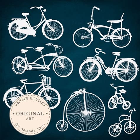 Vintage Bicycle Silhouette Clip Art 16 Images Included Bicycle Clipart, Bicycle Bike Clip Art ...