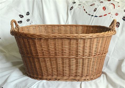 Large Wicker Laundry Basket Big Laundry Basket Handled Oval - Etsy