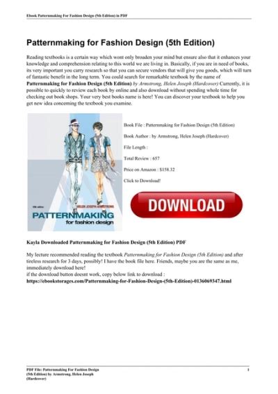 (PDF) Patternmaking for Fashion Design (5th Edition)