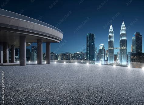 Rooftop modern architecture with night view skyscraper Stock Photo | Adobe Stock