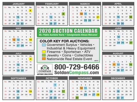 2020 Auction Calendar | Compass Auctions and Real Estate