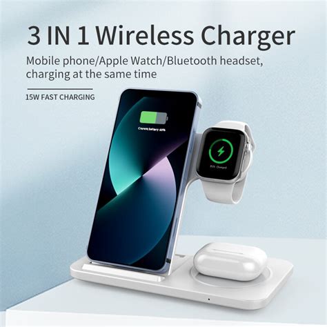 3 In 1 Wireless Charger Stand Pad For Iphone 14 13 12 11 X Max Foldable ...