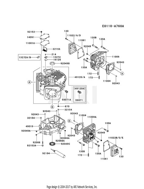 Kawasaki FX691V-BS17 4 Stroke Engine FX691V Parts Diagram for CYLINDER ...