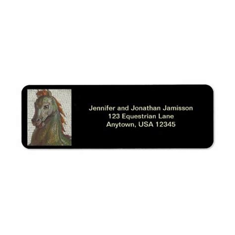 Mosaic Horse Return Address Labels, black Label | Zazzle | Return address labels, Address labels ...