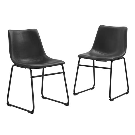 Black Faux Leather Dining Chairs - Set of 2 814055025495 | eBay