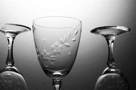 Crystal Etched Wine Glasses, Lenox, Brookdale, Set of 4, Etched Crystal ...