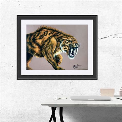 SABRE TOOTH TIGER Poster, Prehistoric Animals Art, Extinct Cat Print, Ice Age Tiger Poster, Art ...