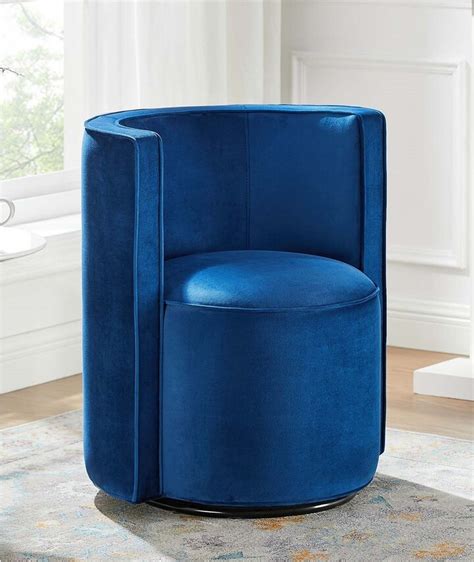 Kerman Sleek Modern Blue Velvet Upholstered Swivel Accent Chair ...