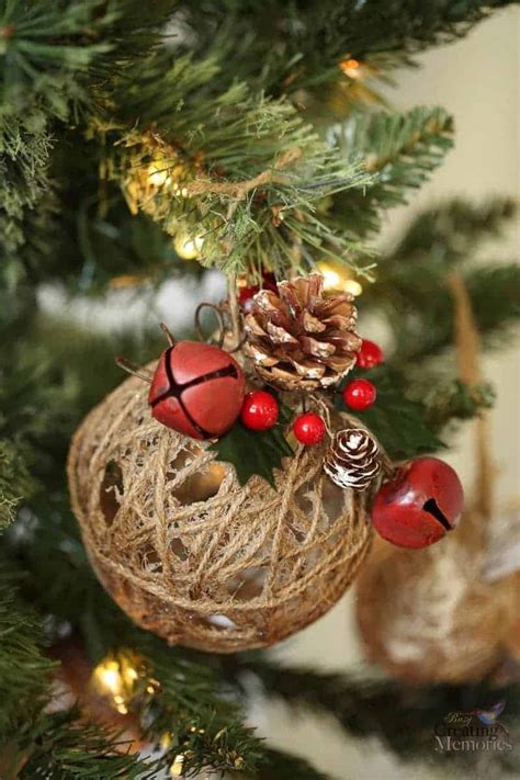 Rustic Christmas Ornaments Tutorial - Easy Glittered Twine Ball