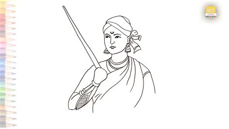 Rani lakshmi bai / Rani of Jhansi Drawing easy | How to draw Rani ...