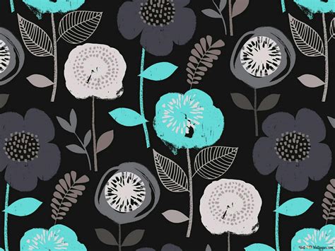 pattern of flowers in black 2K wallpaper download