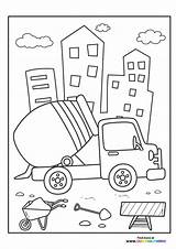 Cement Truck  Coloring Pages For Kids sketch template