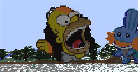 Homer Simpson Pixel Art Minecraft Map