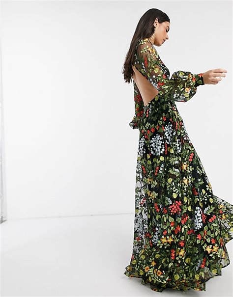 ASOS EDITION summer floral embroidered maxi dress with open back | ASOS